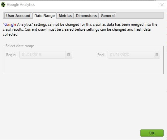 Google Analytics API Date Range