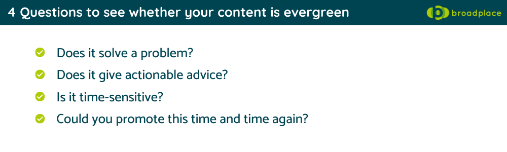 4 Questions to see whether your content is evergreen - checklist