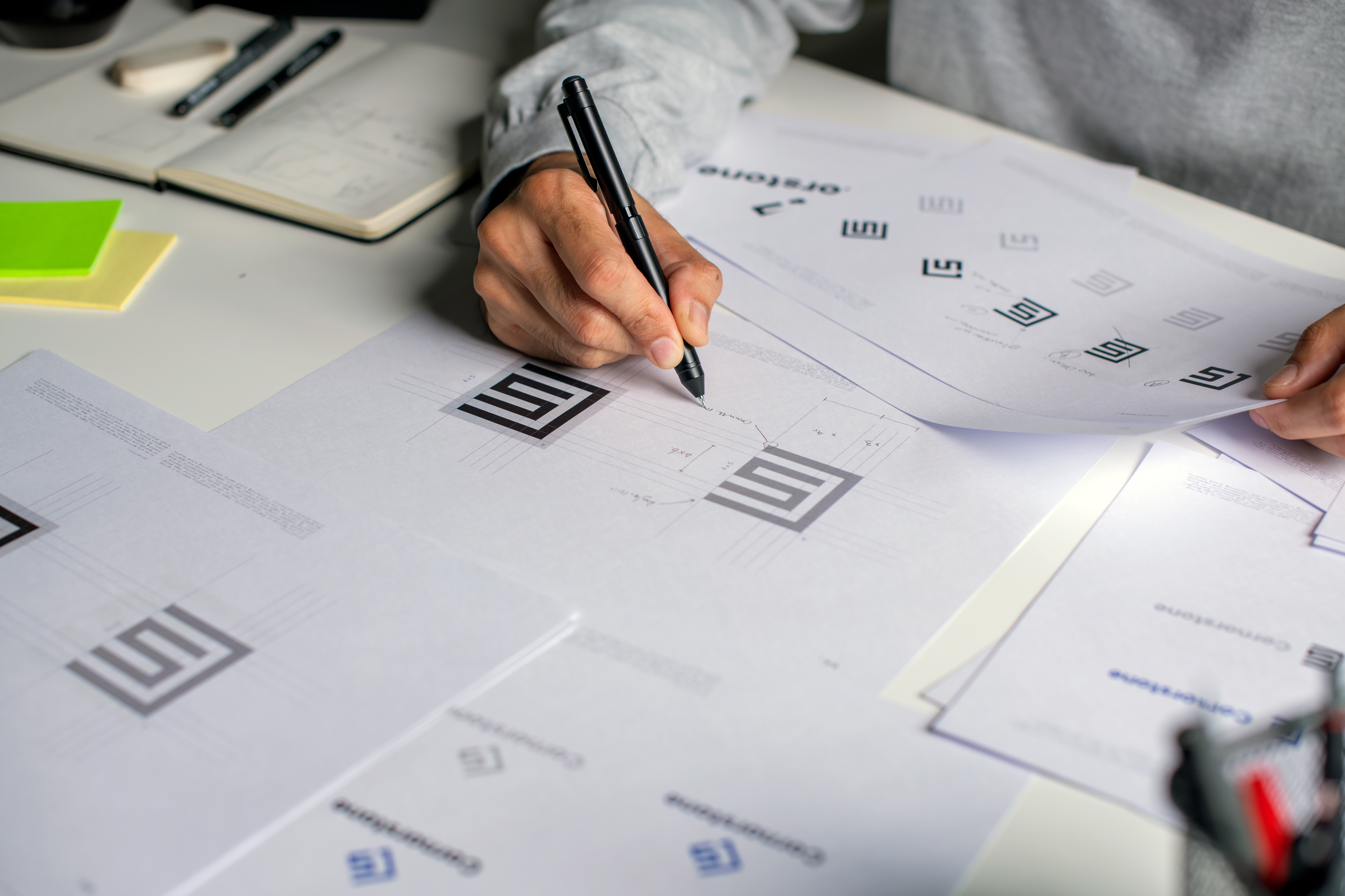 A designer developing a visual identity